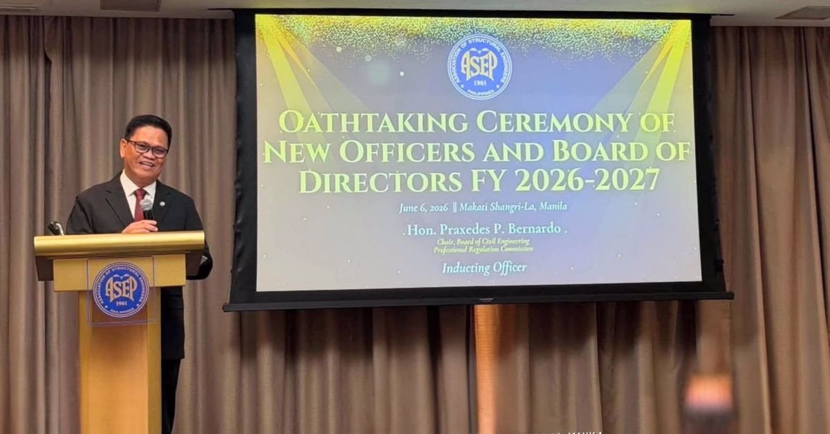 Engr Ademar Pama giving a speech as President of ASEP 2026-2027.